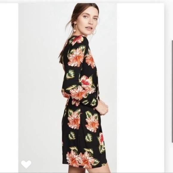 LE SUPERBE V Neck Floral Long Sleeve BODY CON Sexy Mini Dress - Picture 3 of 16